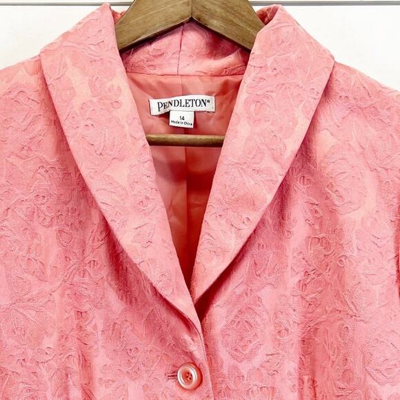 Pendleton Peplum Brocade Floral Blazer Size 14 Cottagecore Spring Feminine - Picture 3 of 9